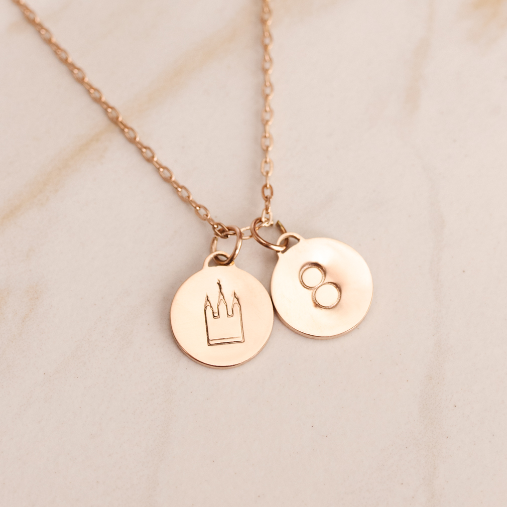 Stamped Temple Charm Necklace - LDP-TEMP-STAMP