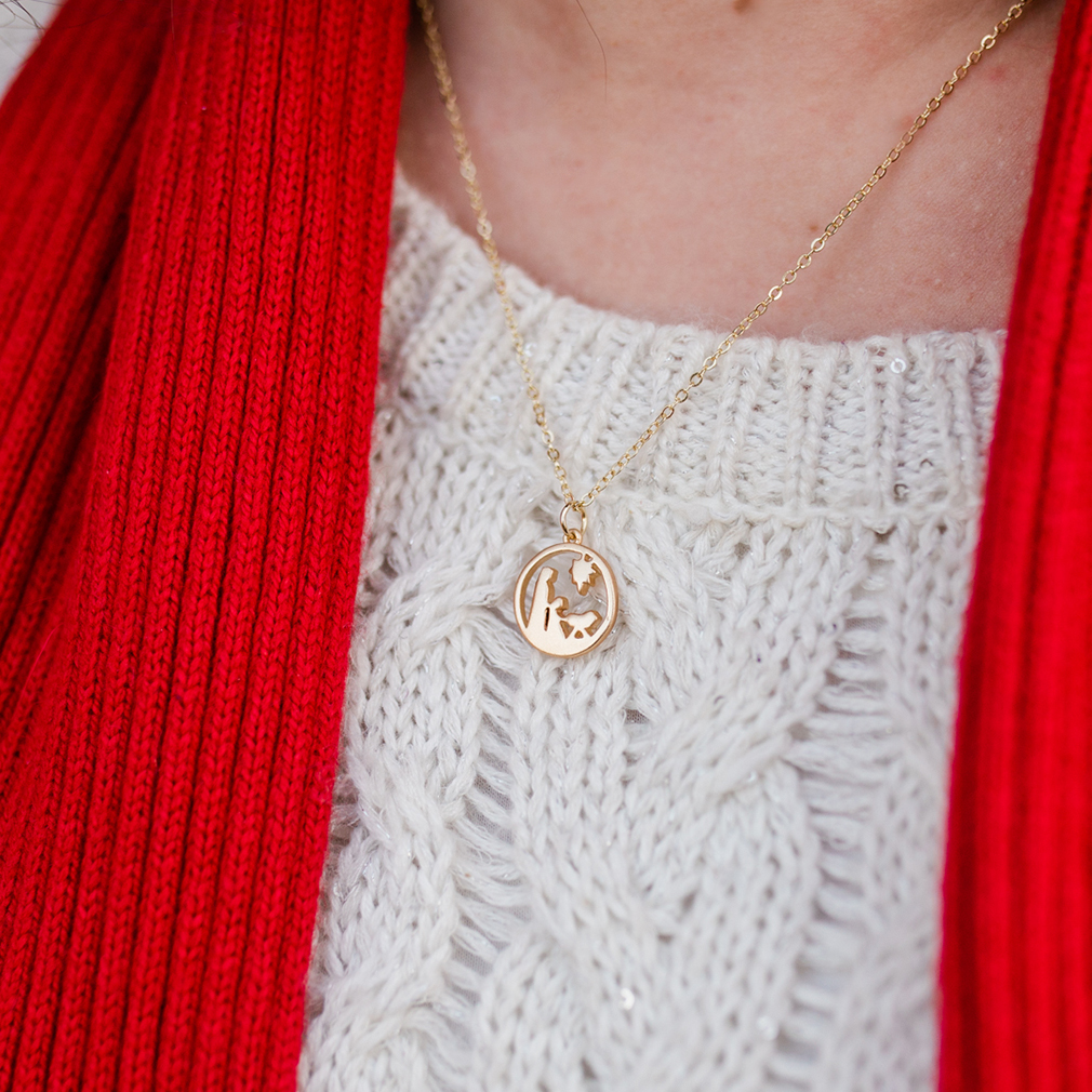 Gold Nativity Charm Necklace - DBS-MC11G