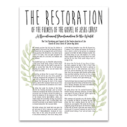 Laurel Restoration Proclamation - Framed/Unframed framed restoration proclamations, framed lds proclamations, framed lds restoration proclamations