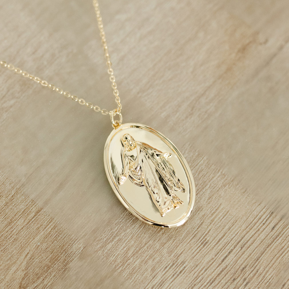 Engraved Gold Christus Pendant Necklace - 4 Options - LDP-CHRIST-PEN-GLD-E