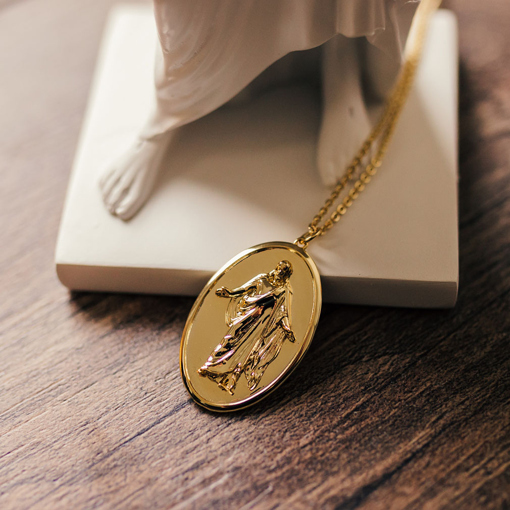 Engraved Gold Christus Pendant Necklace - 4 Options - LDP-CHRIST-PEN-GLD-E