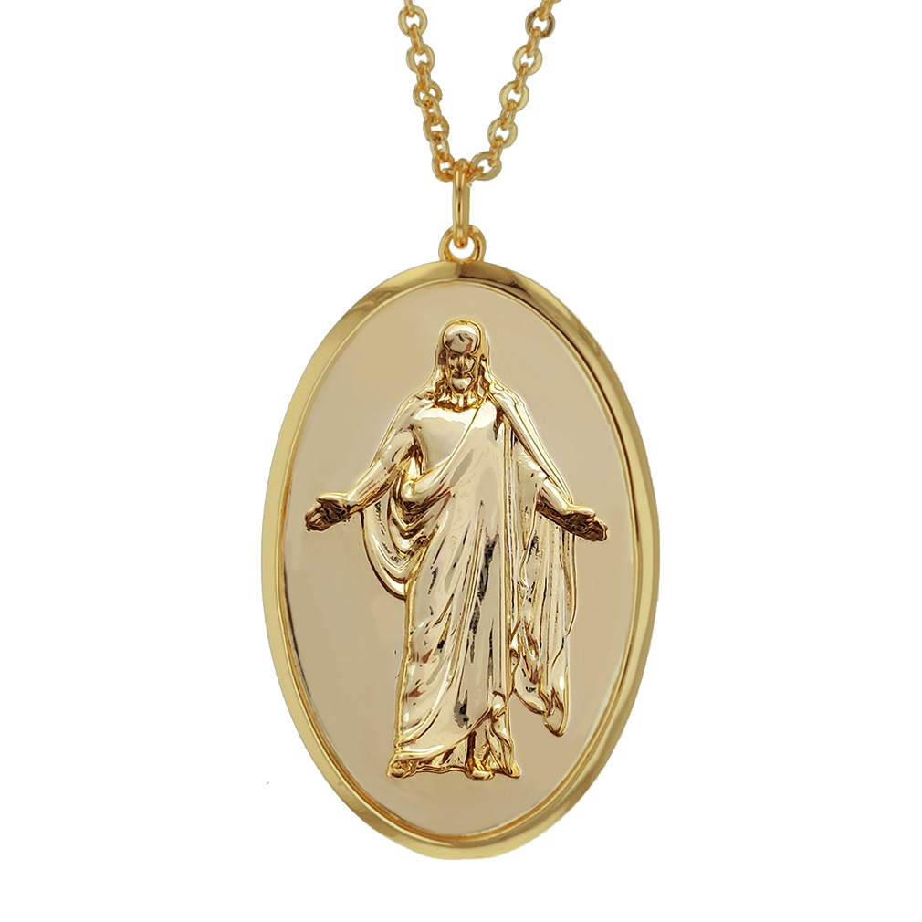 Engraved Gold Christus Pendant Necklace - 4 Options - LDP-CHRIST-PEN-GLD-E