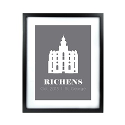 Personalized Filled Temple Print - Black lds poster, lds temple poster, lds temple vector poster