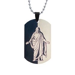 Christus Dog Tag Necklace - Black 