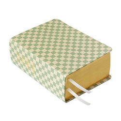 Hand-Bound Genuine Leather Quad - Sage Checkers green lds scriptures, sage lds scriptures, custom lds scriptures, pattern scriptures, patterned scriptures, checkers, checkerboard, checker, checkers scriptures, checker scriptures, checkerboard scriptures