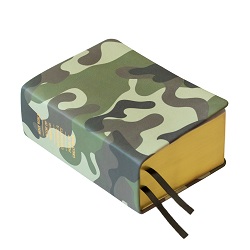 Large Hand-Bound Genuine Leather Quad - Army Camo army scriptures, camo scriptures, camo pattern, pattern scriptures, patterned scriptures, green scriptures, lds scriptures, scriptures
