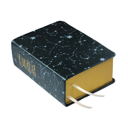 Pre-Made Hand-Bound Genuine Leather Quad - Zodiac Constellations, White Ribbons constellations scriptures, zodiac scriptures