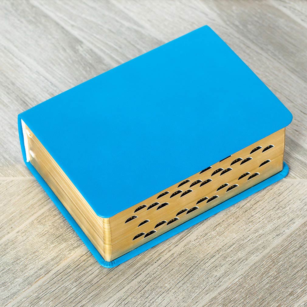 Hand-Bound Genuine Leather Quad - Aqua Blue - LDP-HB-RQ-ABL