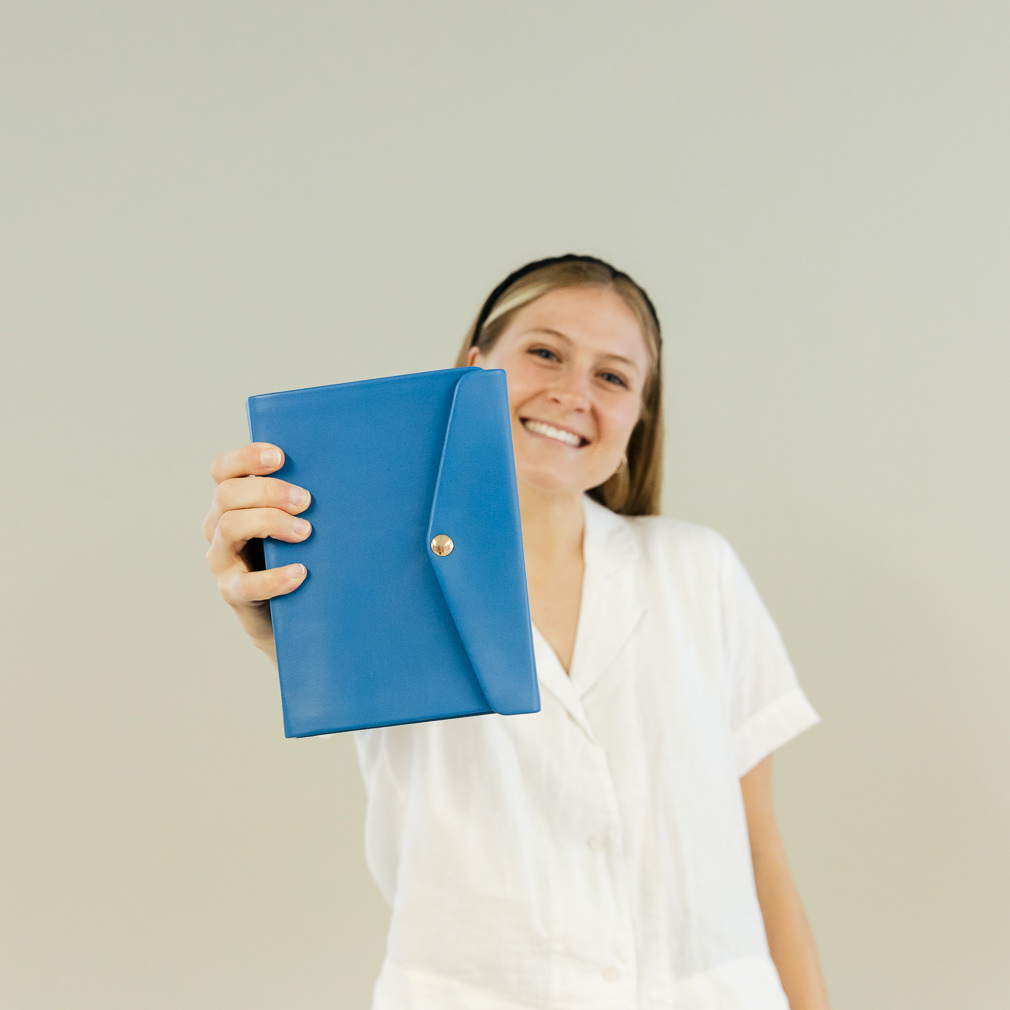 Hand-Bound Genuine Leather Quad - Aqua Blue - LDP-HB-RQ-ABL