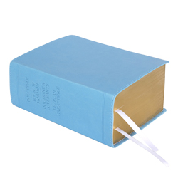 Hand-Bound Simulated Leather Quad - Breezy Blue blue lds scriptures, custom lds scriptures, blue lds scripture, blue quad, color quad scriptures, blue quad scriptures