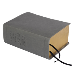 Hand-Bound Simulated Leather Quad - Falcon Gray gray lds scriptures, custom lds scriptures, gray lds scripture, gray quad, color quad scriptures, gray quad scriptures