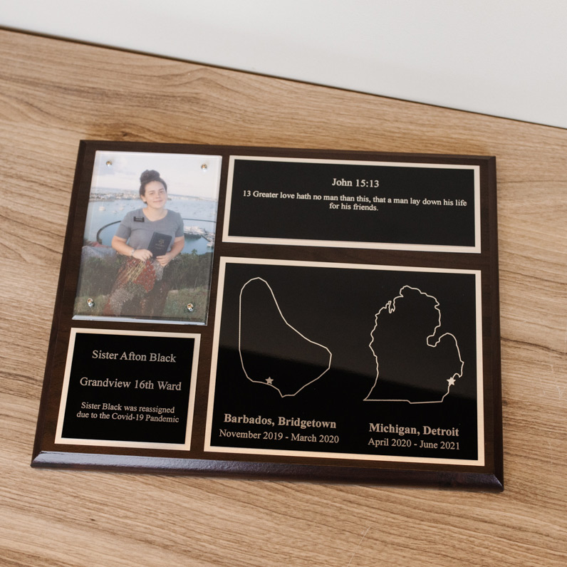 Two Mission Missionary Plaque - 8x10, Gold/Silver - LDP-MP8x10-2MISSION