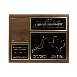 Two Mission Missionary Plaque - 8x10, Gold/Silver two mission plaque, lds mission plaque, lds missionary plaque