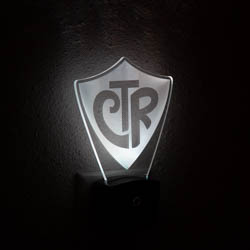 CTR Shield Night Light illuminated light, desk light, desk lamp, lds desk lamp, lds ctr shield, ctr shield, choose the right light, lds gifts