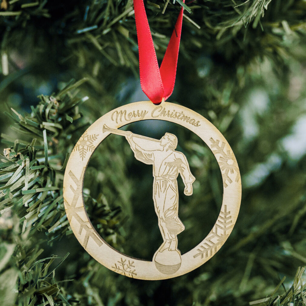 Circle Angel Moroni Ornament - Wood - LDP-ORN-MORONI-WOOD