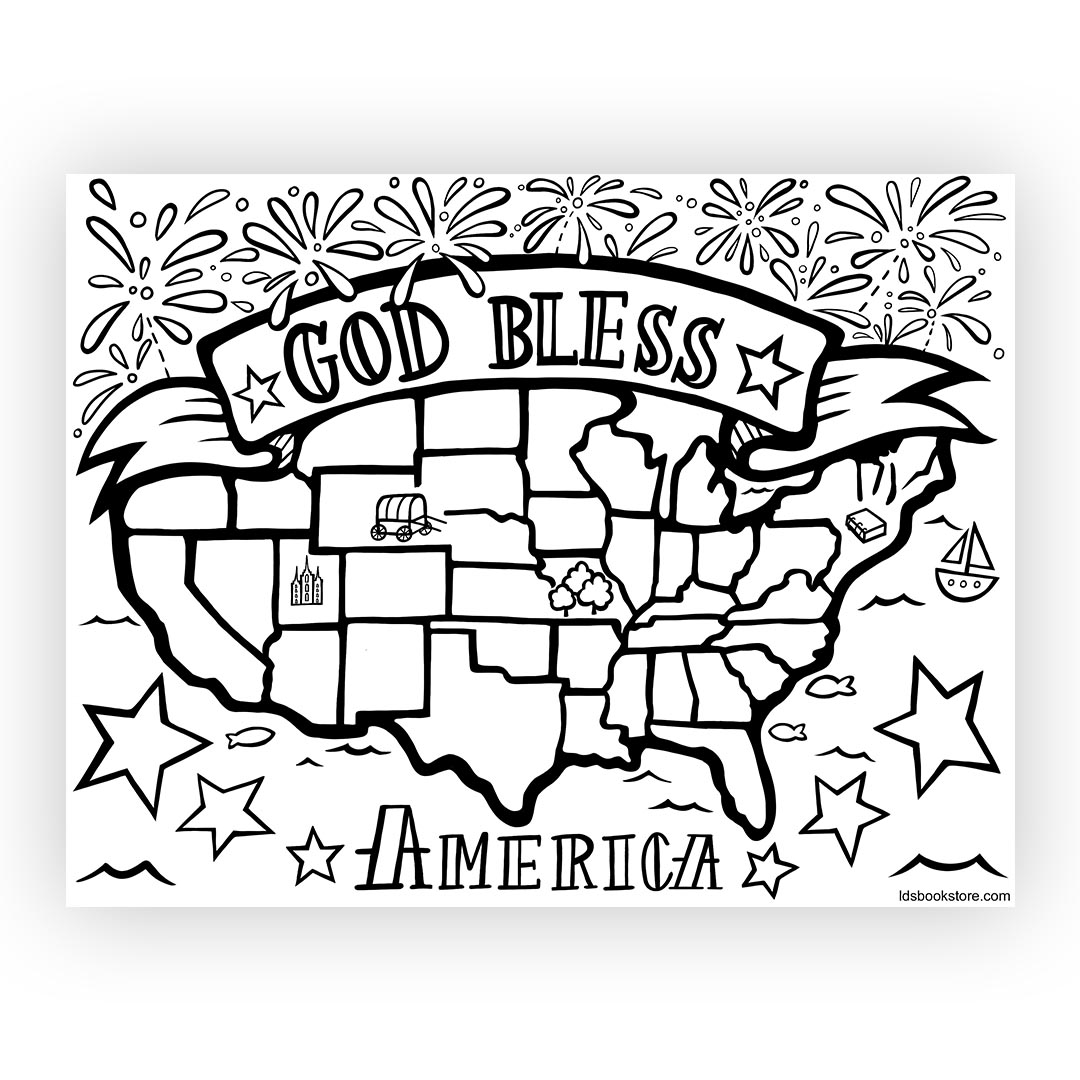 God Bless America Coloring Page - Digital Download fourth of july printable, god bless america printable, god bless america coloring page, july 4 printable, july 4 coloring page