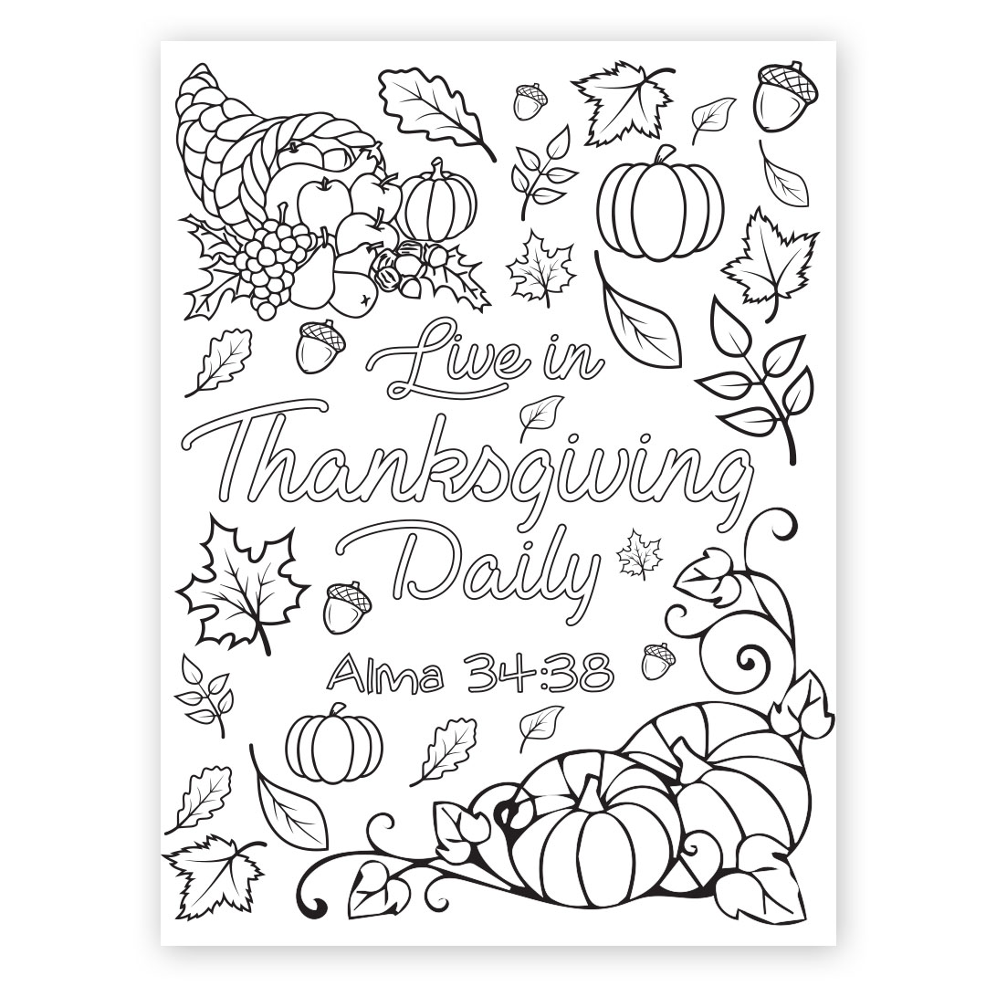Live in Thanksgiving Daily Coloring Page - Digital Download 