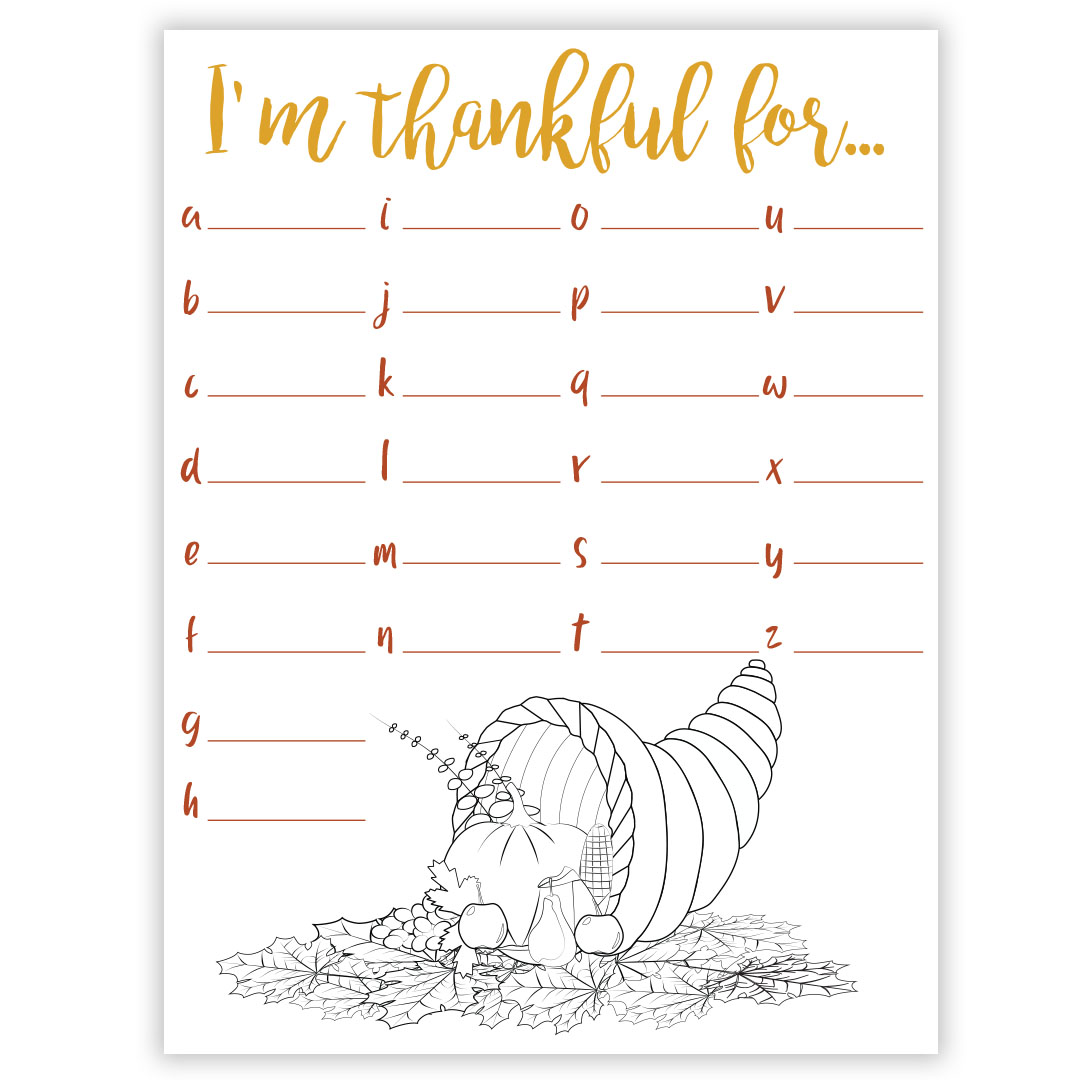 Im Thankful For Gratitude Worksheet - Digital Download 