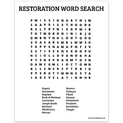 Gospel Restoration Word Search - Digital Download lds word search, restoration word search, church history word search