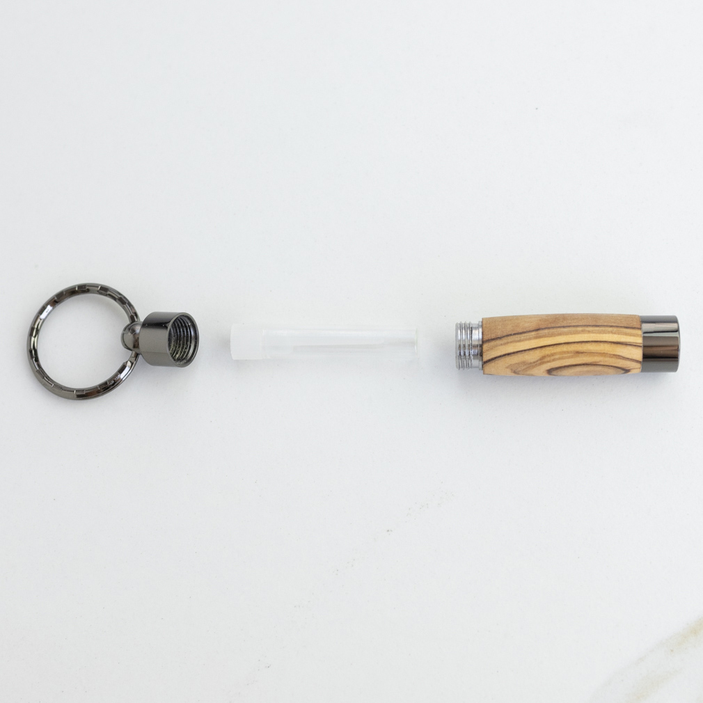 Bethlehem Olive Wood Oil Vial - Silver/Gunmetal - PT-OLIVE-VIAL